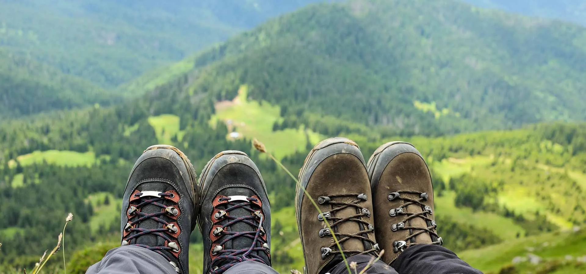 Hiking boots overlooking the outdoors
