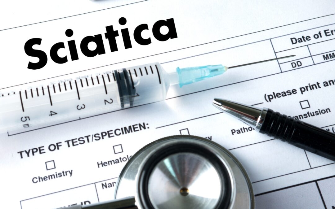 Sciatica: chart with a needle and pen and stethoscope